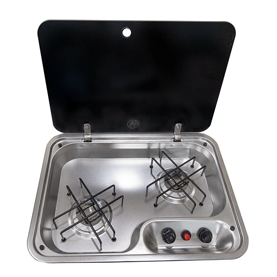 야외 캠핑 요리 상판 2/3 버너 쿡탑 콤보 캐러밴 여행용 트레일러 가스 스토브 LPG 쿠커 587