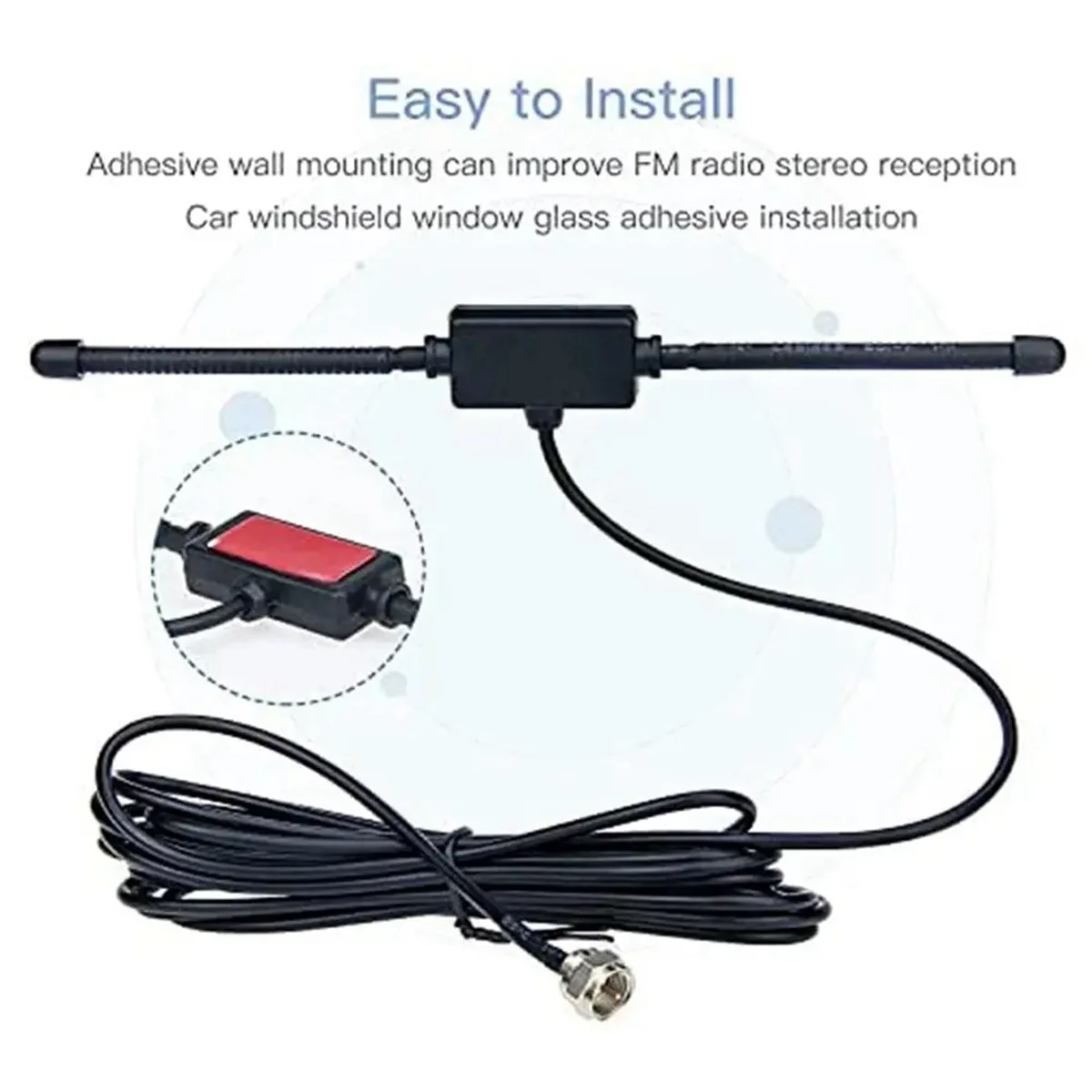 Supernew  FM Radio Antenna FM F-Head Sheep Horn Antenna for Car FM TV Radio Station 75 Ohms F Female to TV3.5 Mono