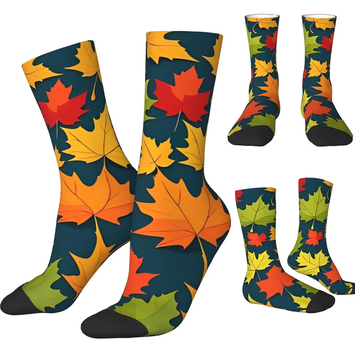 Maple Leaves Socks Sugar Maple Leaves Harajuku Stockings Couple Breathable Outdoor Sports Socks Autumn Graphic Anti Sweat Socks