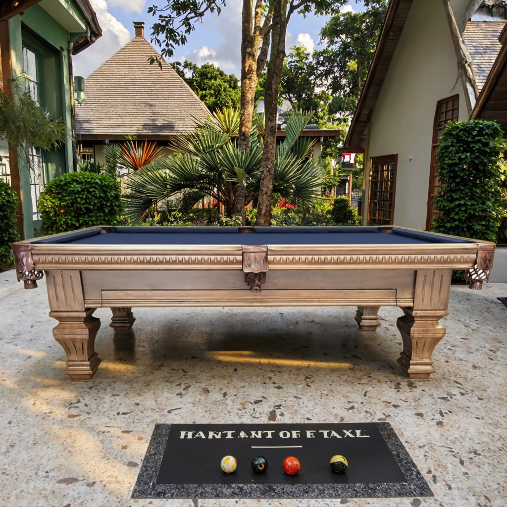 Factory Professional Carved Solid Wood Legs Rustic Antique Piano Finish Classic Billiard Pool Table With Drop Pockets