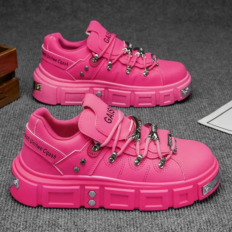 2026 New Men Chunky Platform Rivet Elevator Shoes Autumn Casual Thick Sole High Top Sneakers Luxury Dress Boots
