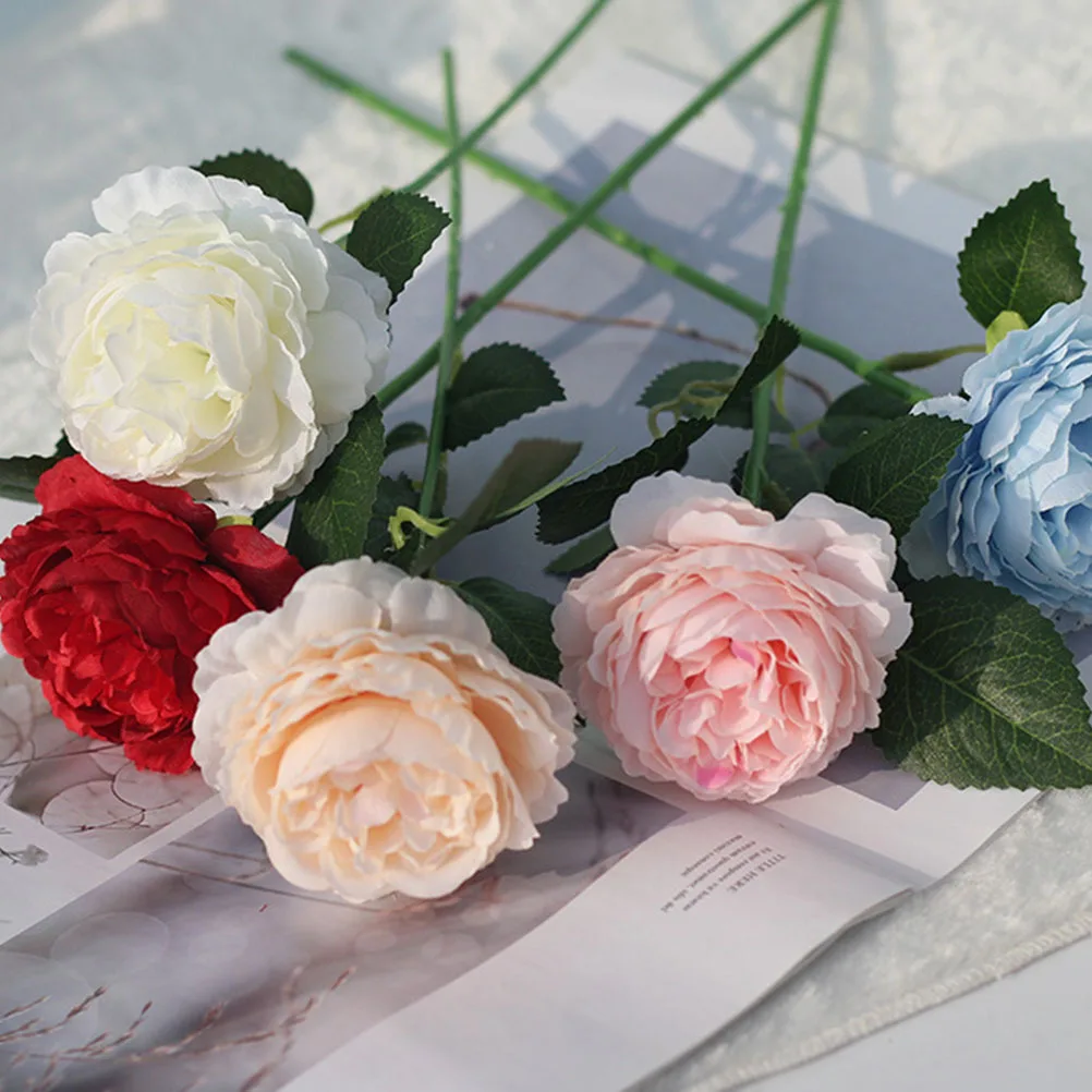 

6Pcs High Quality Simulation Peony Artificial Flower Decor Romantic Fake Flower Ornament Home Decoration Photography Prop Gift