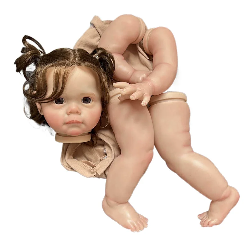 23inch Reborn Doll Kit Maggi Unfinished Unassembled DIY Doll Parts with Cloth Body and Eyes Hand Rooted Hair