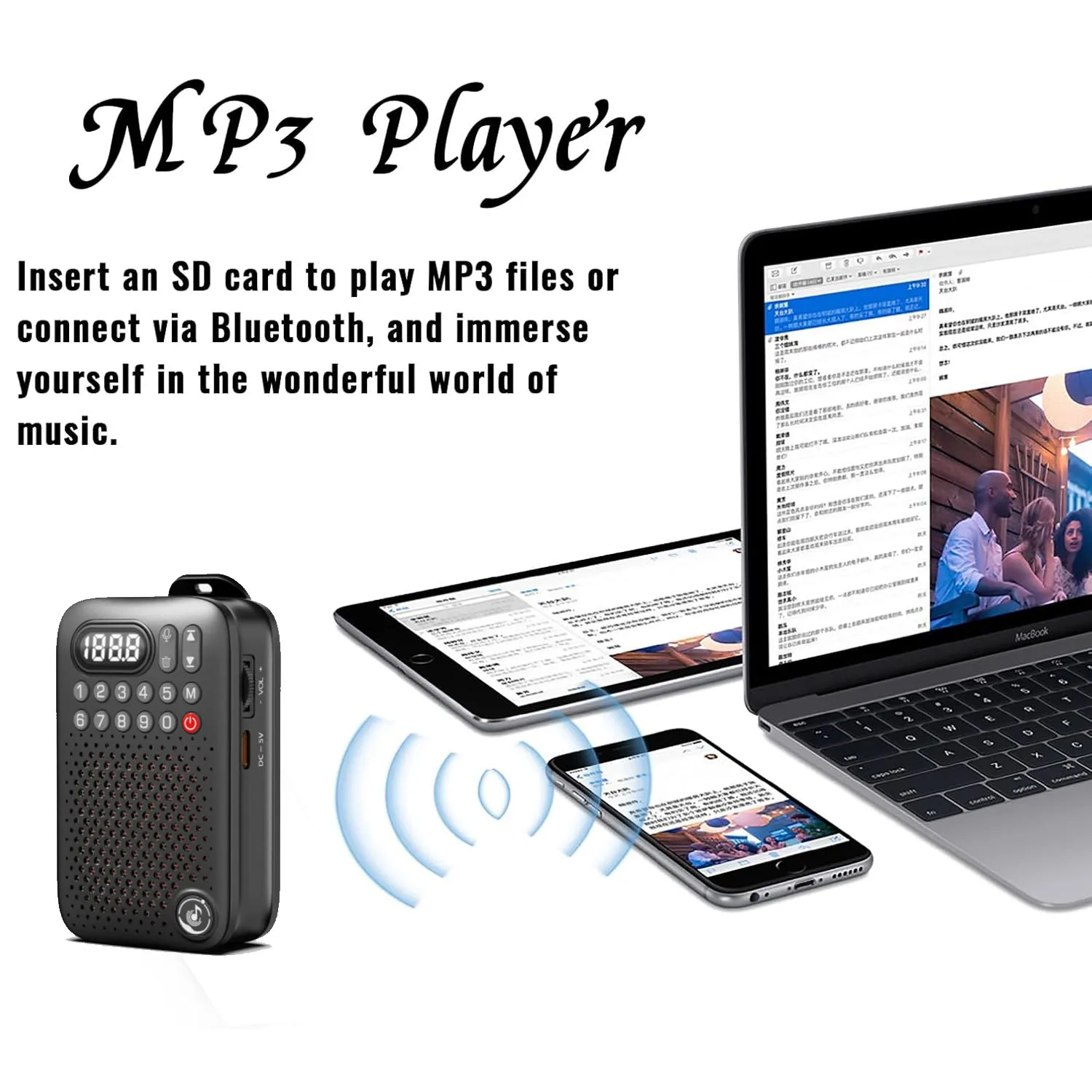 Mini Pocket FM Radio High Sensitivity Digital Radios Receiver Wireless Bluetooth Speaker with LED Display Recording TF Card Play