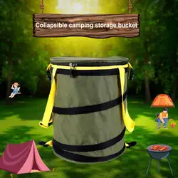 Camping Bucket Folding Outdoor Bucket Camping Bucket Portable Bucket Fishing Bucket Storage Organizer With Lid & Handle Garbage