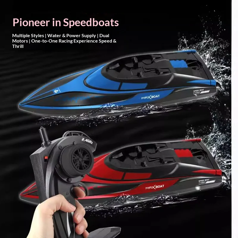 Dual Motor Remote Control Boat 2.4g High Speed Speedboat Wireless Induction Power Water Drift Children Remote Control Toy Waterp