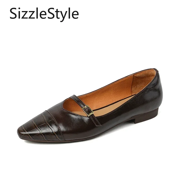 

Fashionable Bamboo Texture Leather Square Toe Shallow Mouth Comfortable Low Heel Stitching Women's Shoes