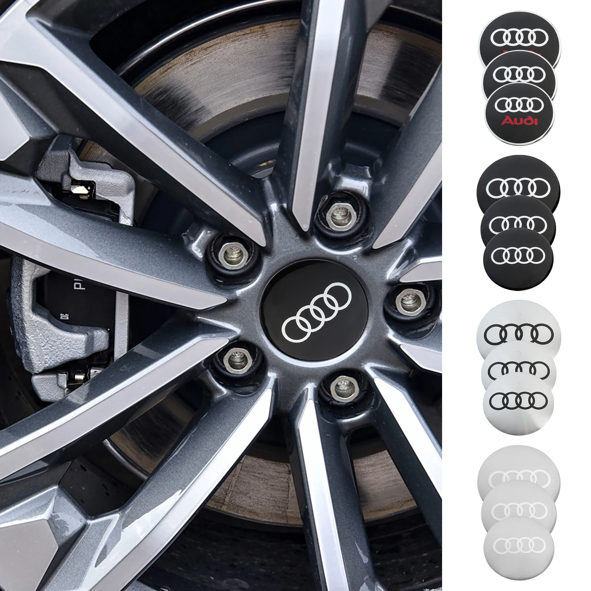 4 Stück 56/60/63/65/68mm Auto-Radnabenaufkleber Radnabenkappen für Audi Sline A1 A3 A4 A5 A6 A7 A8 B8 B9 B6 C6 Q2 Q3 Q5 Q7 TT RS