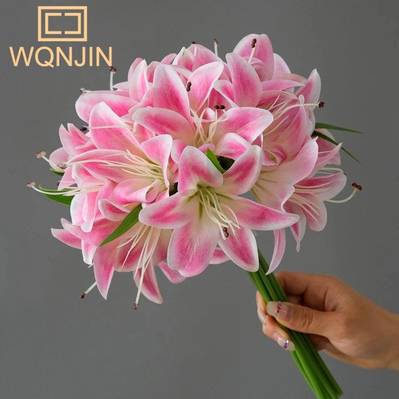 1 Bündel Simulationsblumen 20 Köpfe Lilie für Heimdekoration, Esstisch, Wohnzimmerdekoration, Dekoration, Kunstblumen
