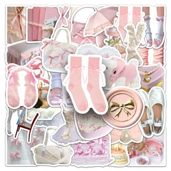 10/30/50pcs Ballet Style Pink Stickers Cute Ins Decals Decoration DIY Scrapbook Phone Suitcase Car Guitar Fridge Cartoon Sticker