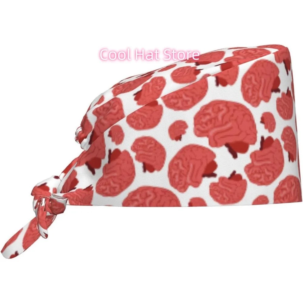 Brain Working Cap Scrub Cap with Sweatband Adjustable Unisex Women Tie Back Hat Nurse  Caps
