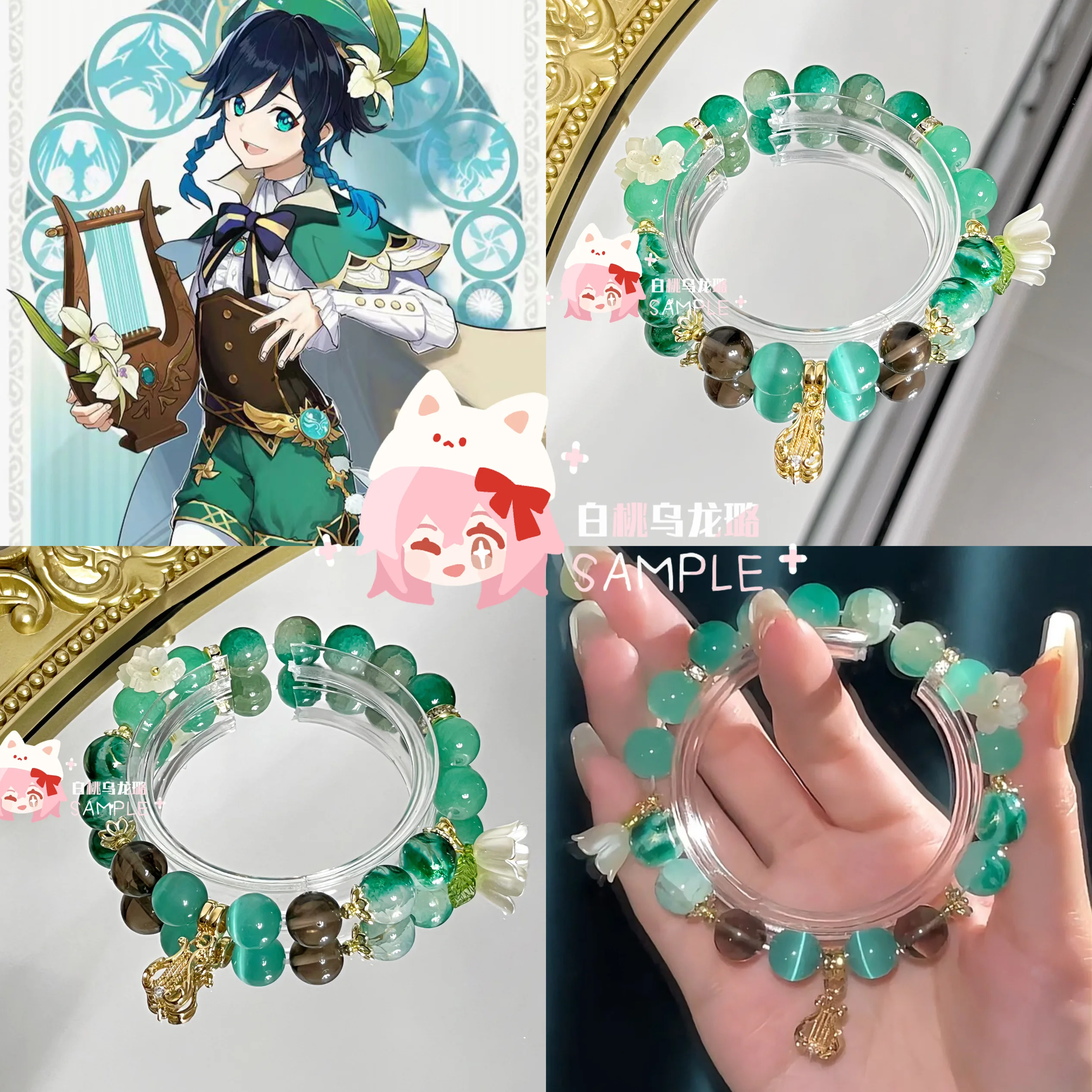 Anime Genshin Impact Venti Cosplay Display Accessories Jewelry Ornament Mascot Souvenir Handmade Bracelet Xmas Halloween Gift