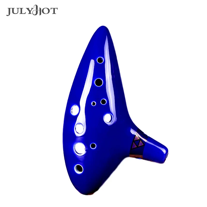 Ocarina+Rope Tao Di 12 Hole Middle C Key Ceramic Material Portable Design Vibrant Blue Color Adds To Its Aesthetic Appeal