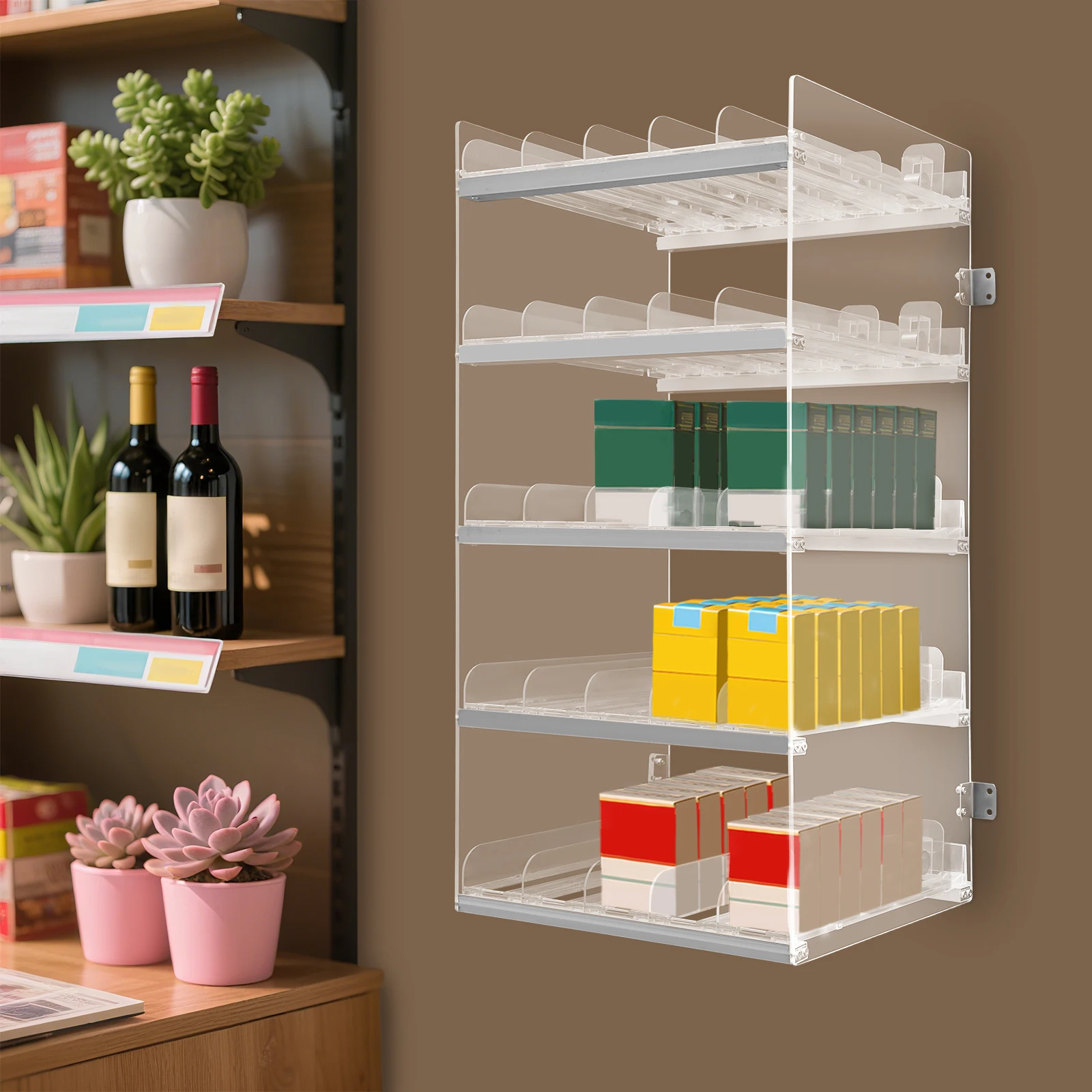 

5-слойный мундштук прозрачного дизайна с автоматическим толкателем для сигарет для демонстрации или хранения сигарет