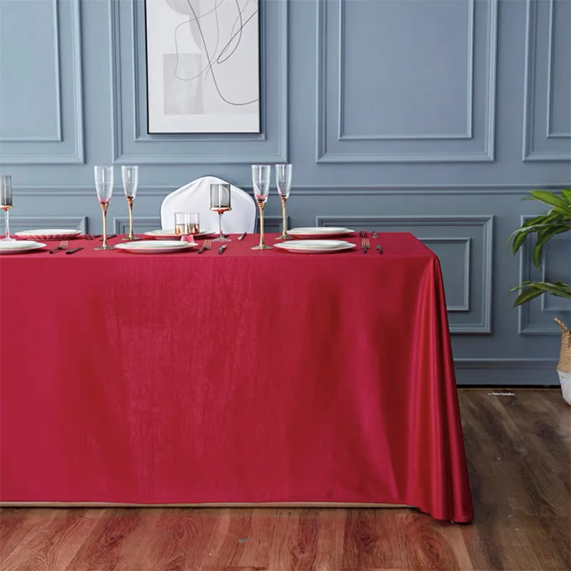 

2024 Light luxury rectangular tablecloth, thick solid color, exhibition check-in, white fabric