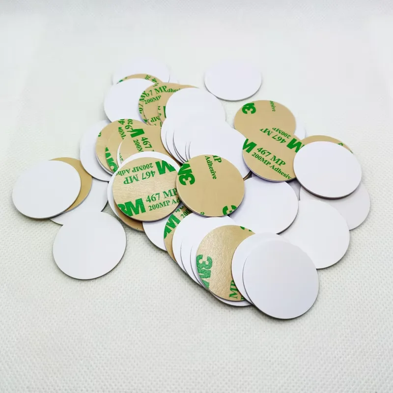 50 pcs NFC Coins Card Tag Key with Adhesive Back, N 215 13.56MHz 504 bytes,  NFC 215 Key Tag 25mm Diameter Ultralight Round Tags