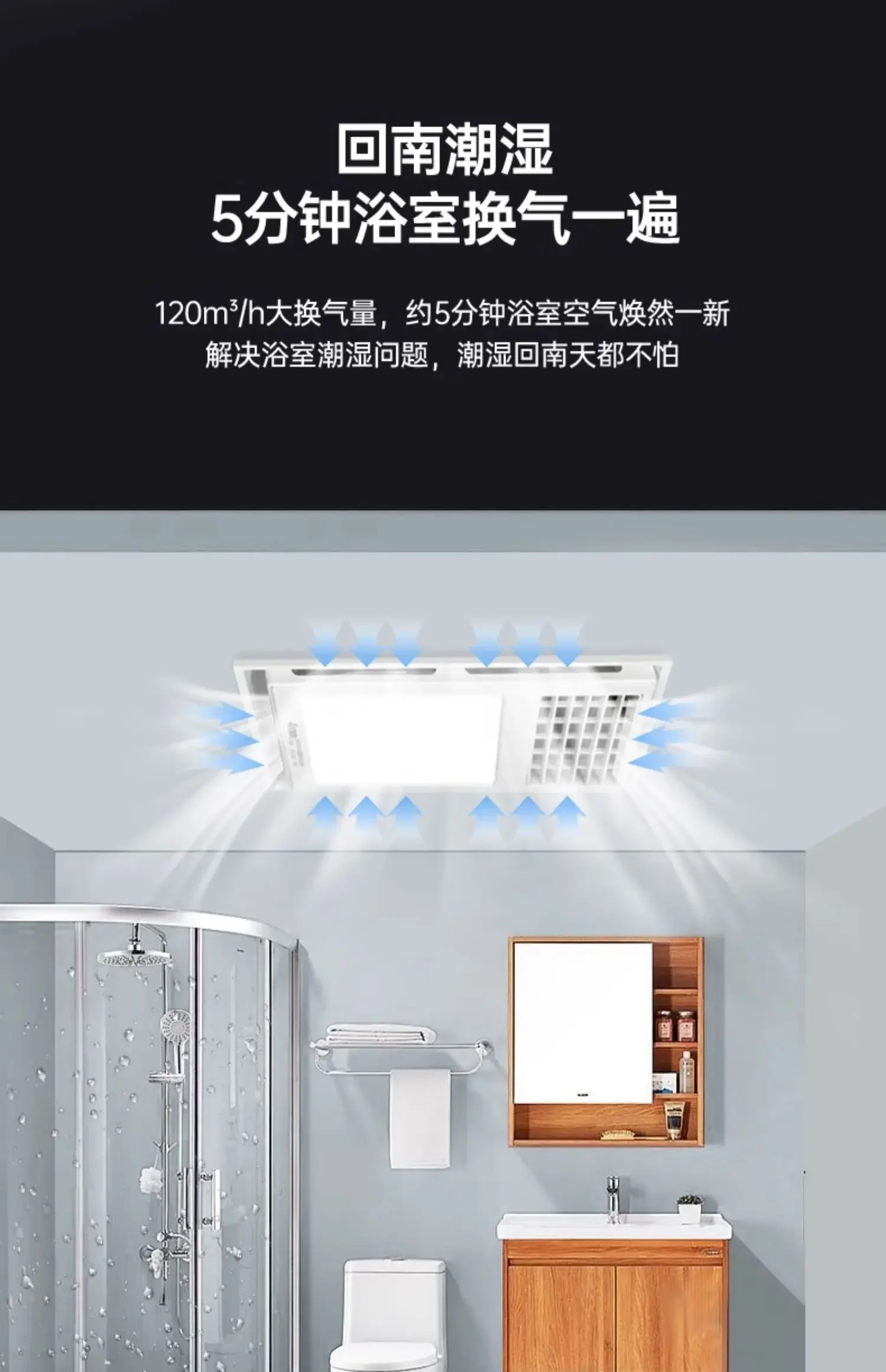 220V Airmate Bathroom Integrated Ceiling Exhaust Fan with LED Lighting, Heating, Ventilation and 4-in-1 Combo
