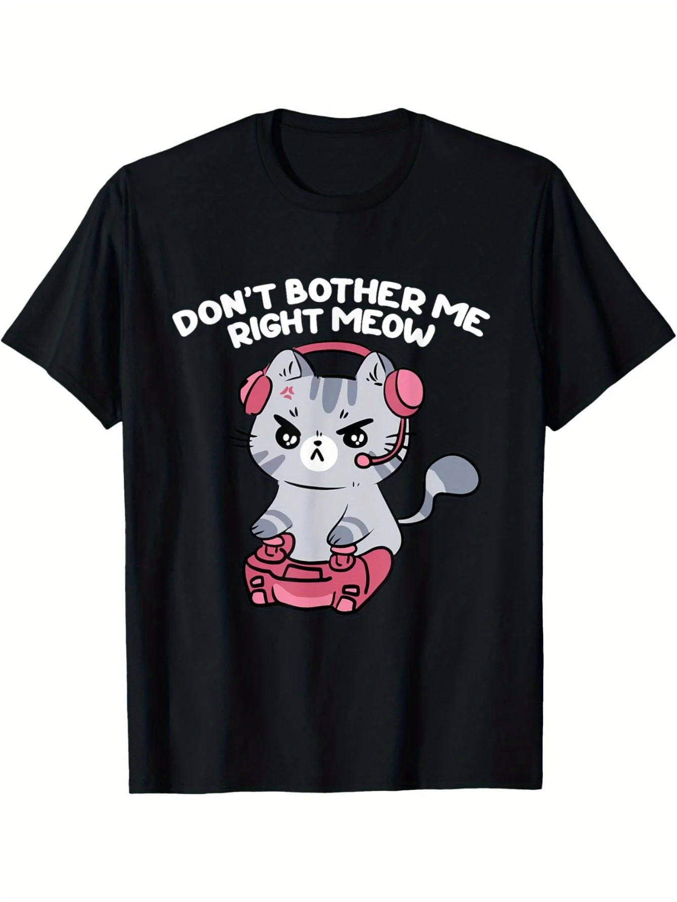 

Don't Bother Me Right Meow T-Shirt – Funny Cat Lover & Gamer Tee for Men in Black Cotton