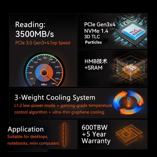 Imagen 2 del producto Kootion X15 PCIe 3,0 unidad interna de estado sólido M.2 SSD NVMe 2TB 1TB 512GB 256GB SSD M2 2280 disco para ordenador portátil de escritorio