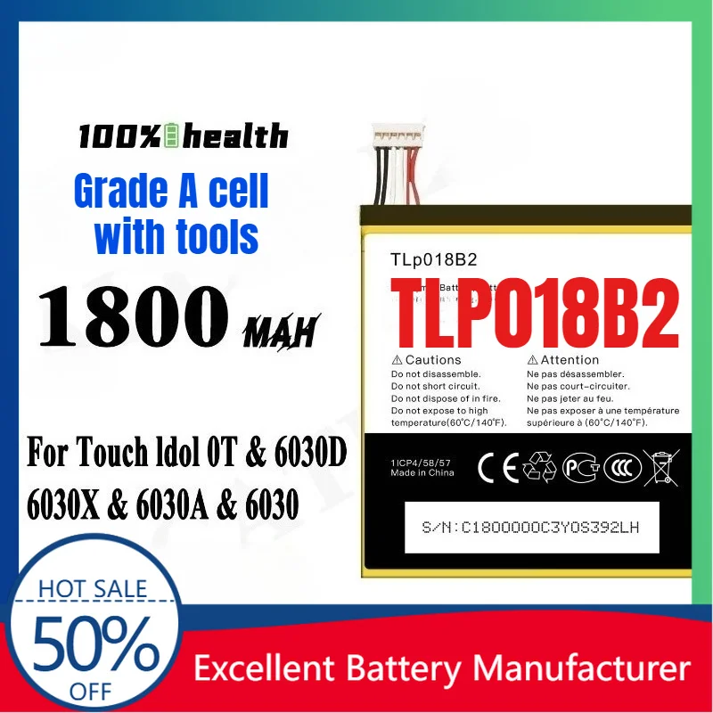 0 Cycle TLP018B2 Battery for Alcatel One Touch Idol 6030 6030D 6030X 6030A Replacement Lithium Polymer Grade A Cell with Tools