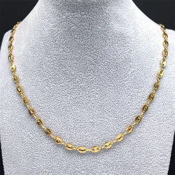 Stainless Steel Coffee Beans Link Chain Necklace Fashion Gold Color Fashion Hip Hop Long Necklaces for Man Women Jewelry