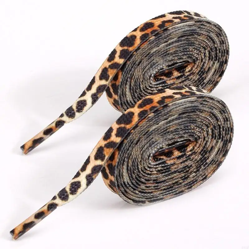 B95F Leopard Print Tie Dye Shoelaces Polyester Shoe Laces Shoelaces for Adults Teens Kids Sneakers Trainers Shoe Decoration