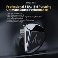 KZ AS10 PRO 5BA IEMs Wired HiFi In-Ear Earphones Bass Stereo Monitor Earbuds Headphone with Silver-plated Detachable GLOBAL