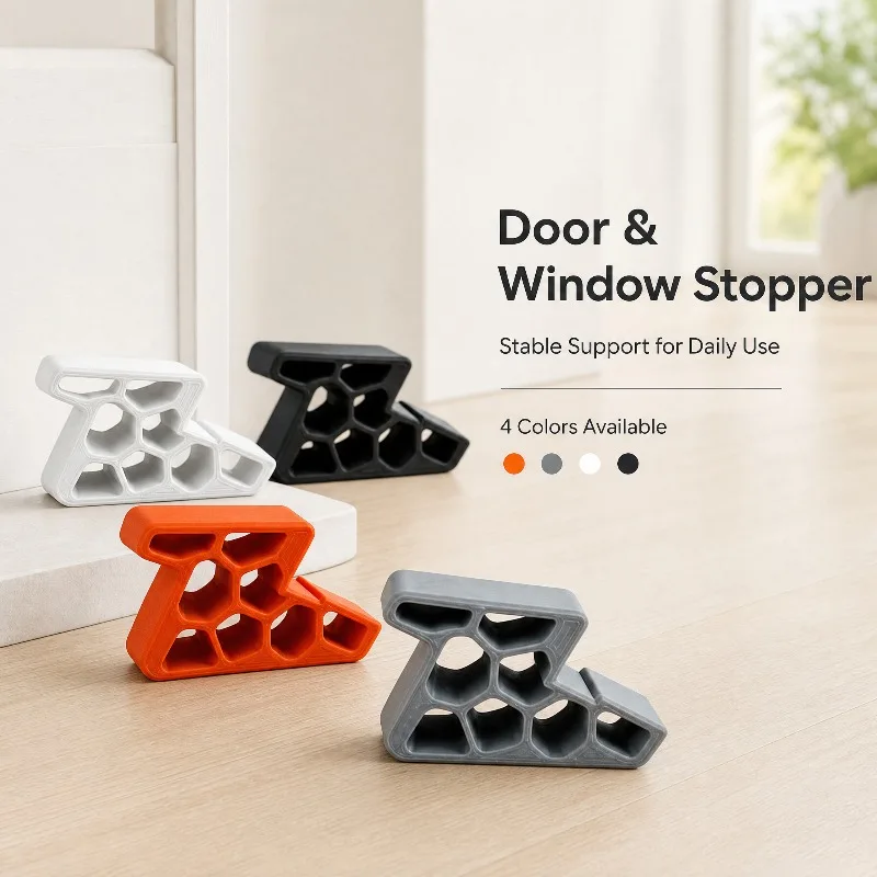 Heavy Duty Non Slip 1/2/4pcs Window/Balcony Door Stop with Track Lock Remove Anti-Wind Holder Honeycomb Easy To Install