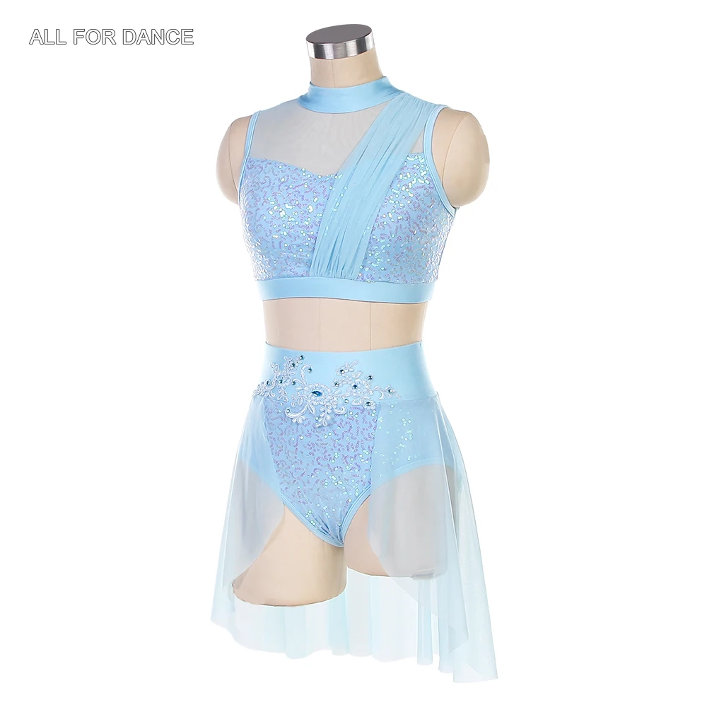 25028 السماء الزرقاء 2 في واحد Squin دنة صد فستان الباليه الكبار الفتيات الباليه وأزياء رقص غنائية ومعاصرة #1