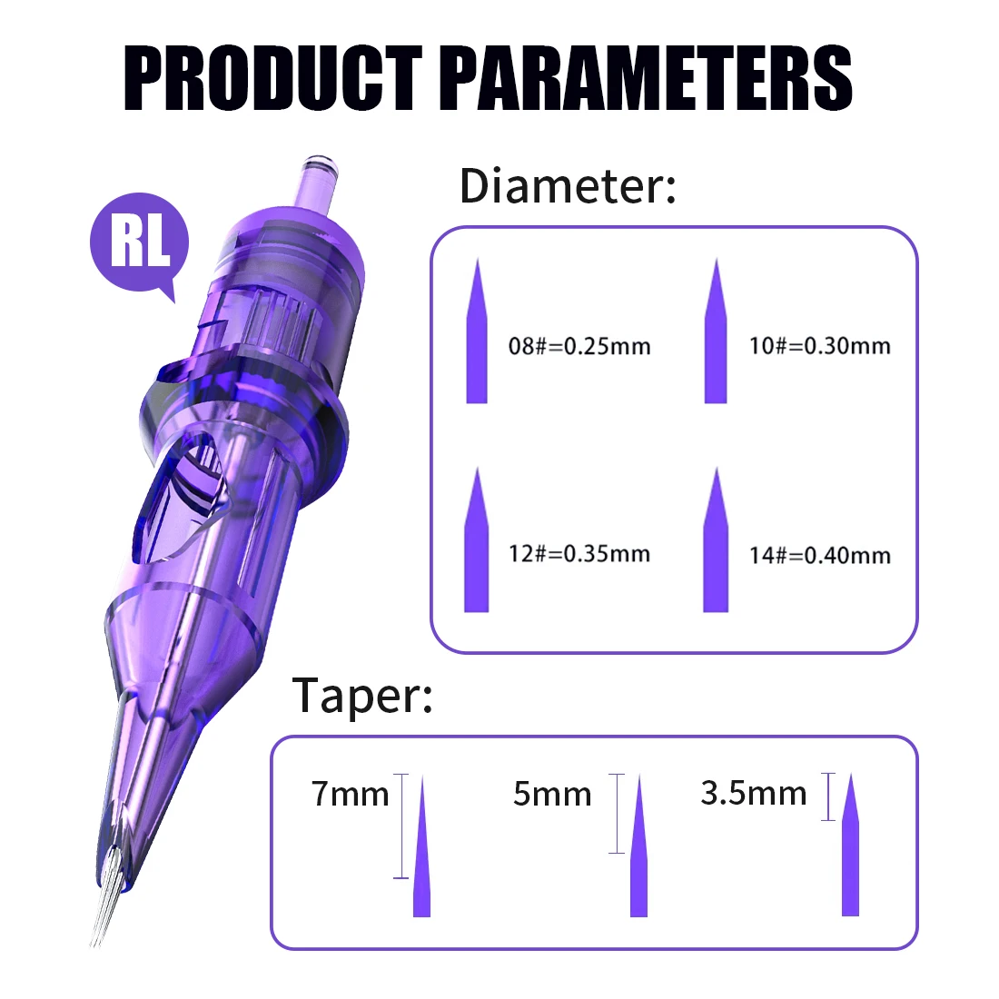 Mast Pro jarum kartrid tato, kotak 1RL/3RL disterilkan pasokan jarum rias permanen Liner bulat 0.35mm/0.30mm