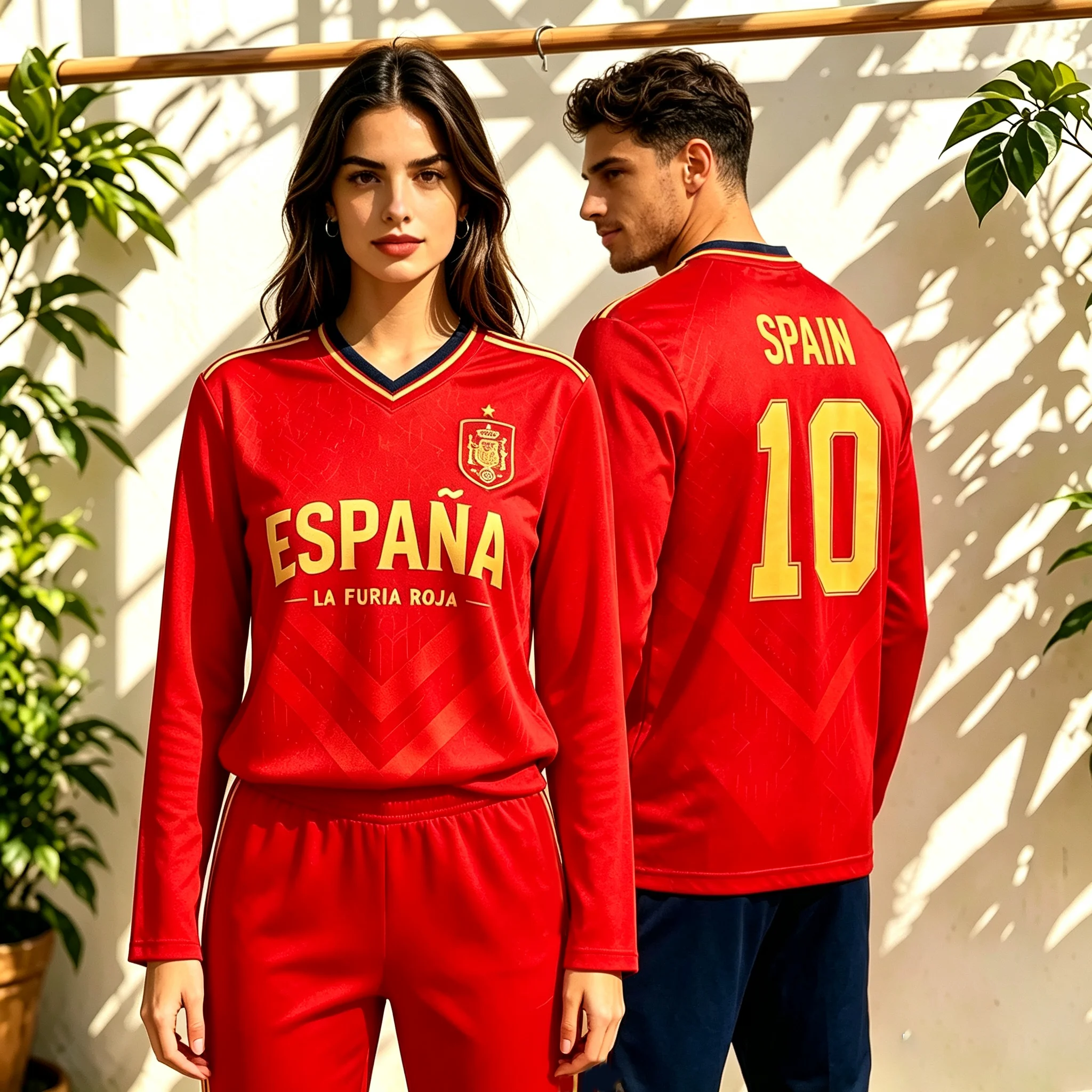 2026 New Unisex Spain Long Sleeve Soccer Jersey ESPAÑA LA FURIA ROJA No.10 Athletic Football T-shirt For Men Women