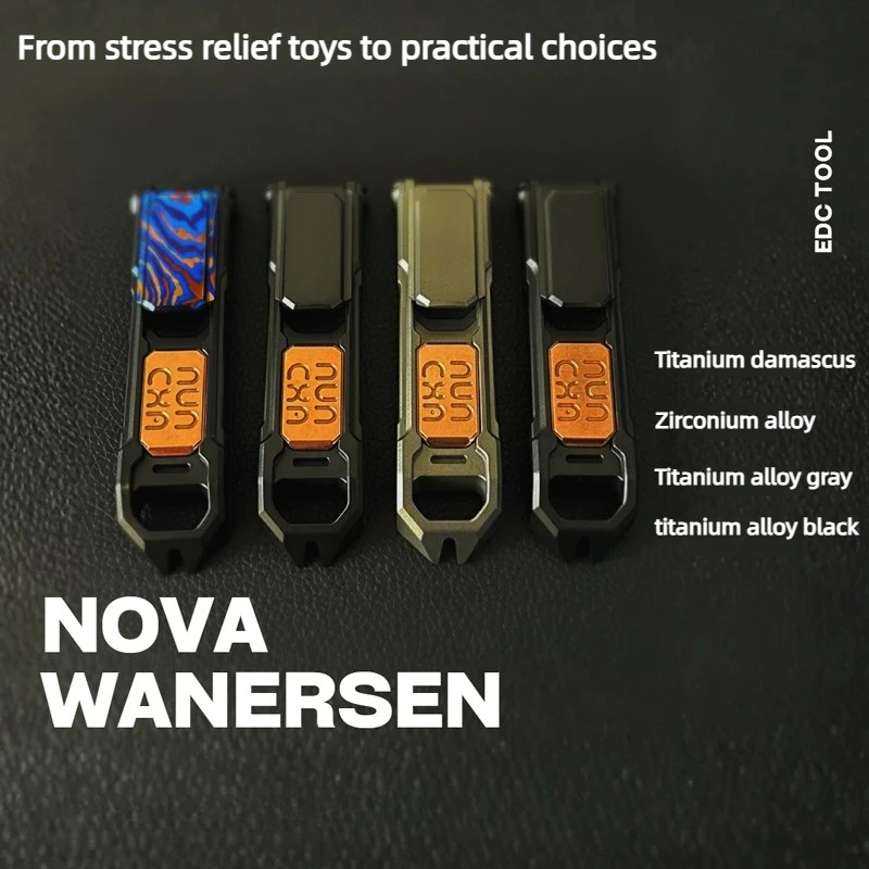 WANERSEN EDC Titanium-Zirconium Alloy Multifunctional Tactical Defense EDC Flipping Magnetic Push Card Stress Relief Toy