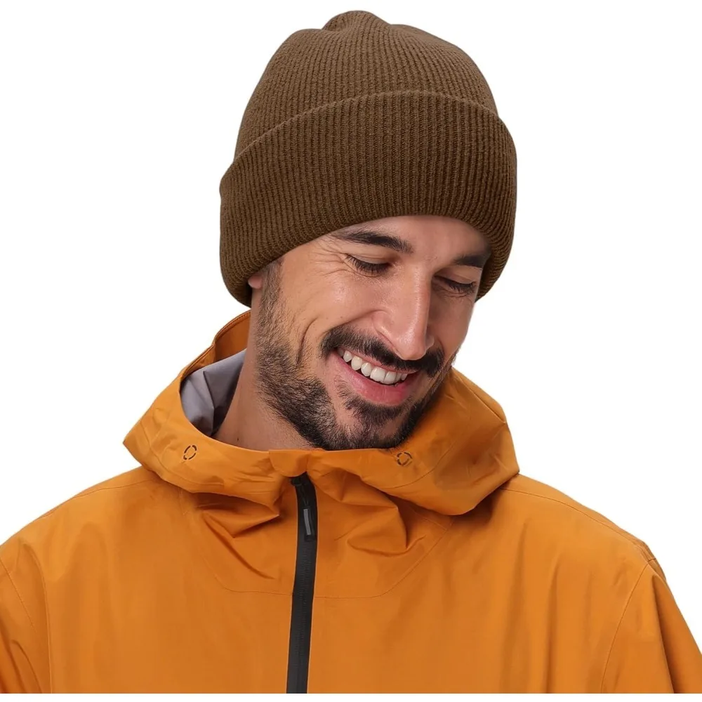 

Thick Cuffed Beanie for Men & Women Double Layer Knit Winter Hat Acrylic Watch Hat Warm Stocking Skull Cap