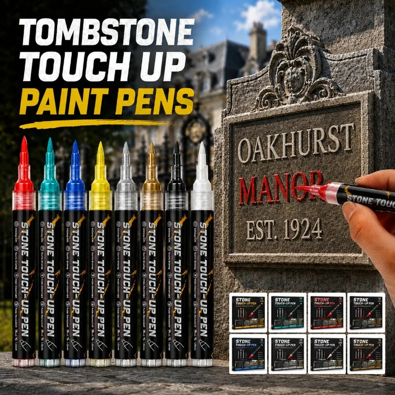 Tombstone Lettering Touch Up Paint Pen, Large Capacity Outdoor Marker for Stone Engraving Repair, Waterproof & Fade Resistant