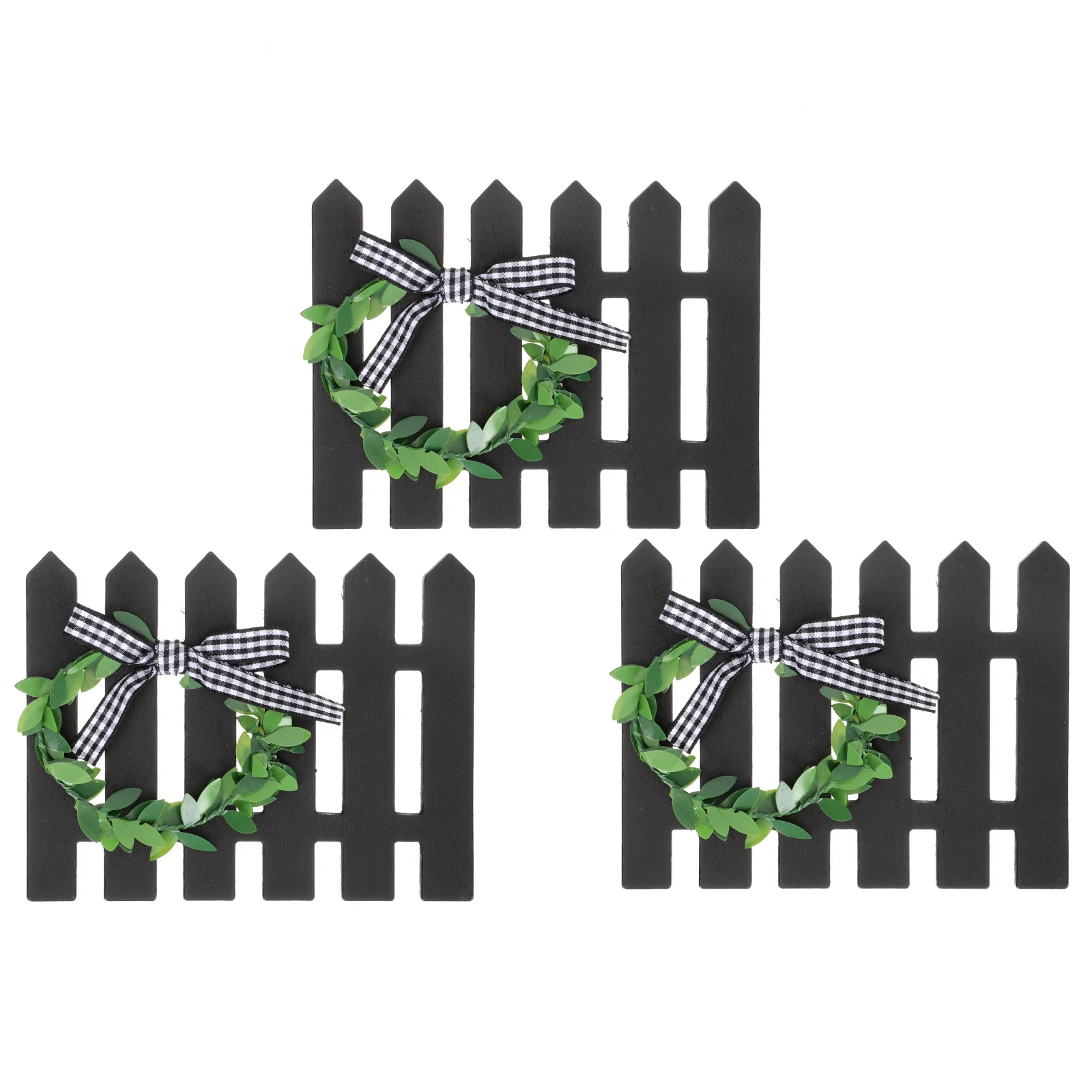 3Pcs Wooden Fence Miniature Decorative Fence Ornament for Micro Landscape Garden Outdoor Wood Craft Decor Miniature Ornament