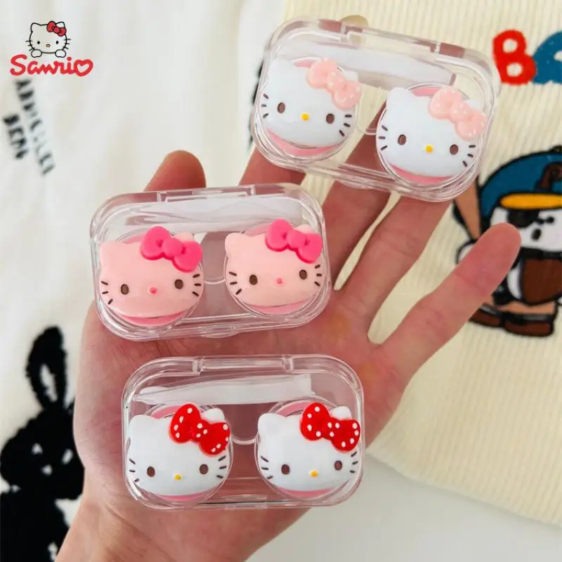 

Anime Sanrio Hello Kitty Contact Lens Case Transparent Cartoon Kawaii Portable Nearsighted Contact Lens Case Girl Travel Gifts