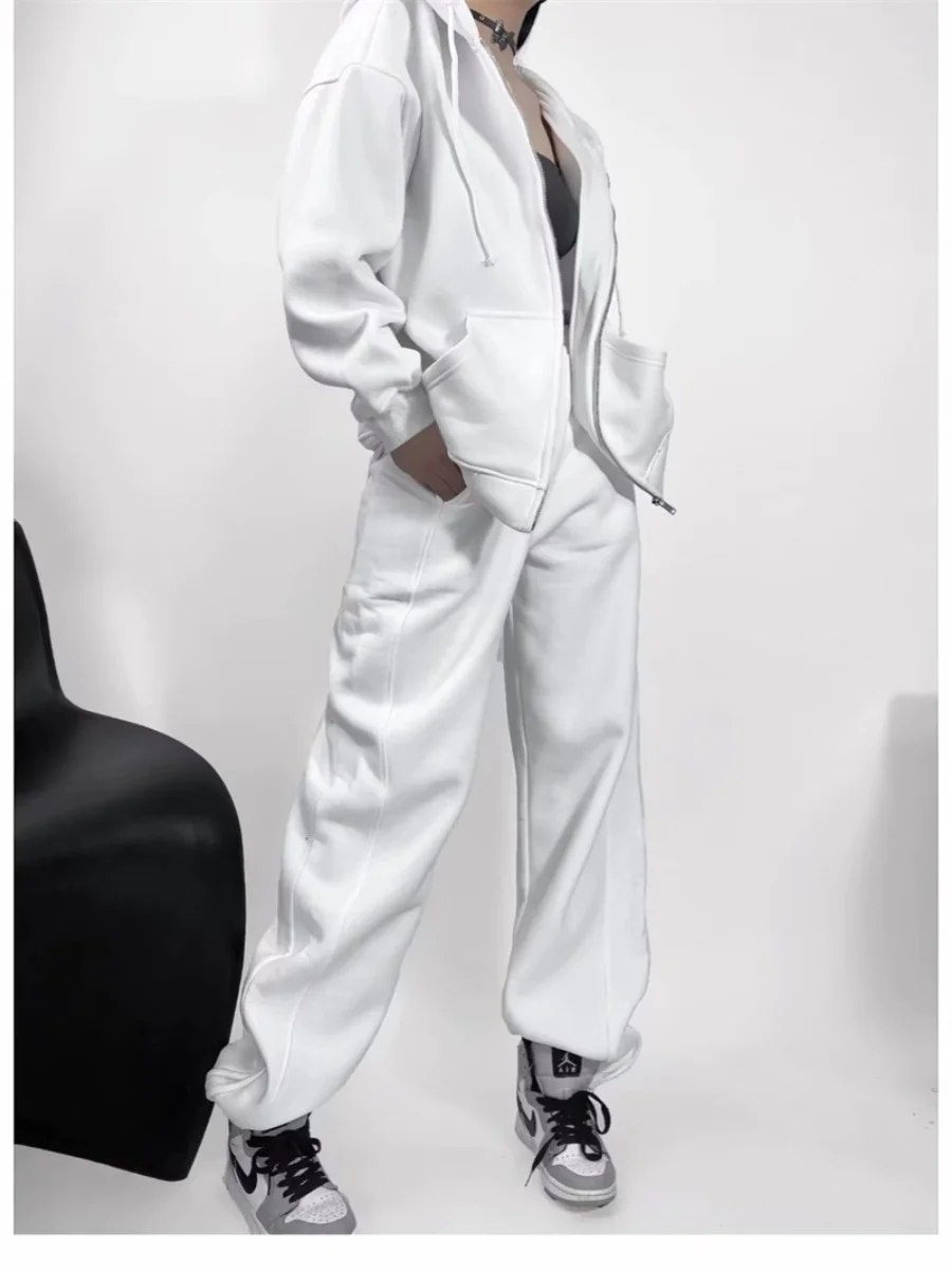 ay عادية Harajuku Sle المرأة السراويل الرياضية عالية الخصر السراويل الطويلة الشارع Faion سبليت الكفة سستة الترفيه Sweatpants #4