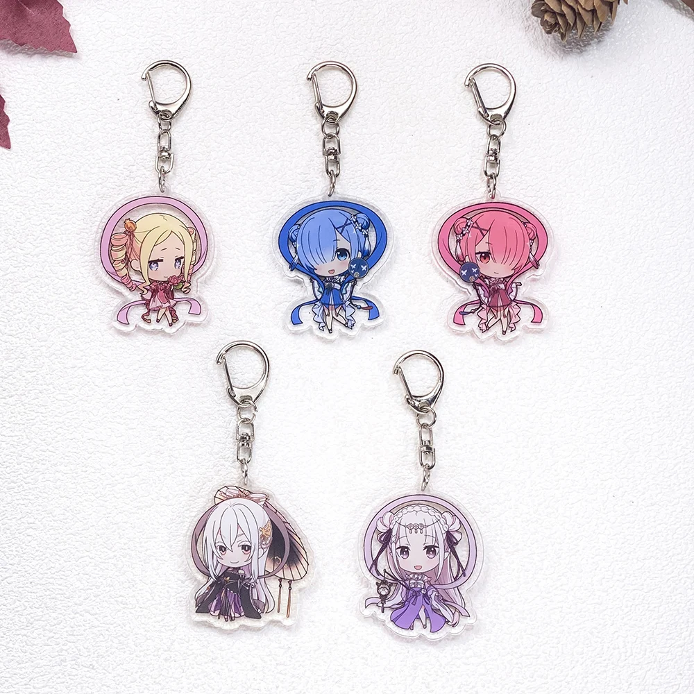 5Pcs Anime Re:ZERO -Starting Life in Another World Cute Keychain Accessories Acrylic Charms Pendant For Bag Backpack Key Holder