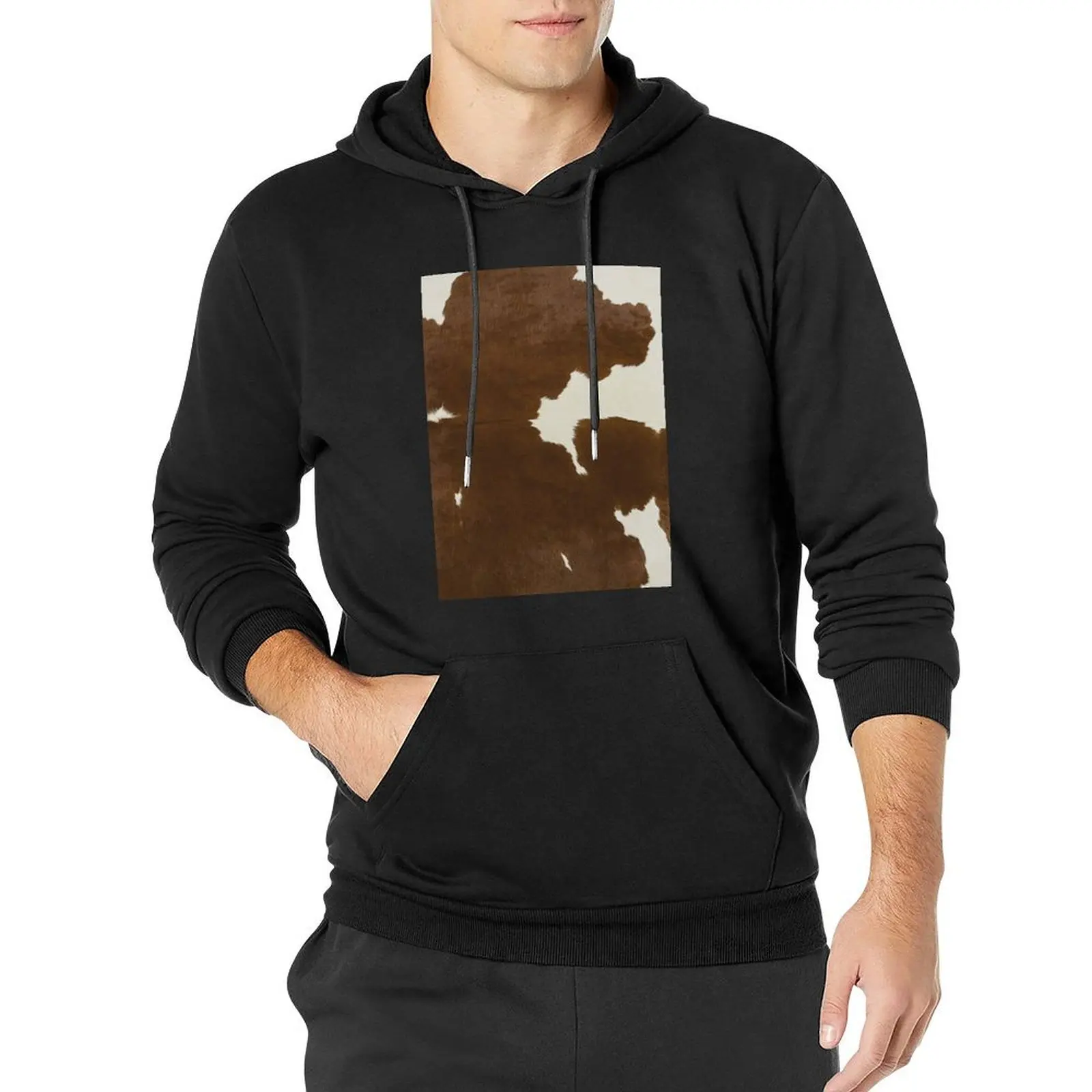 

Dark Brown & White Cow Hide Pullover Hoodie men's sweat-shirt mens clothing new hoodies and sweatshirts