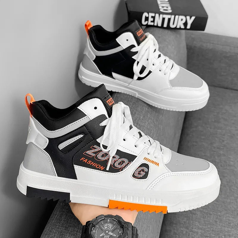 

New High Top Men Sneakers High Quality Man Spring Casual Shoes Fashion Versatile Student Skate Shoe Outdoor Non-slip Sport Shoes