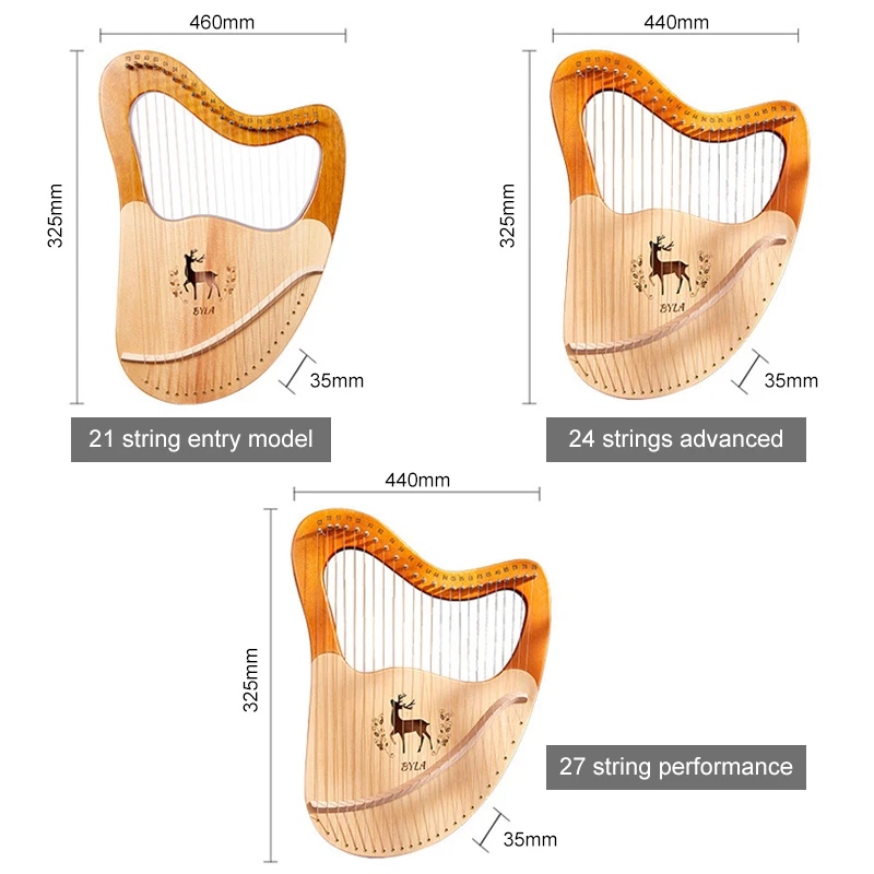 21/24/27/32 Strings Lyre Harp Wooden Mahogany Material Love Song Thumb Piano Lute For Children Birthday Gift Beginner With Parts