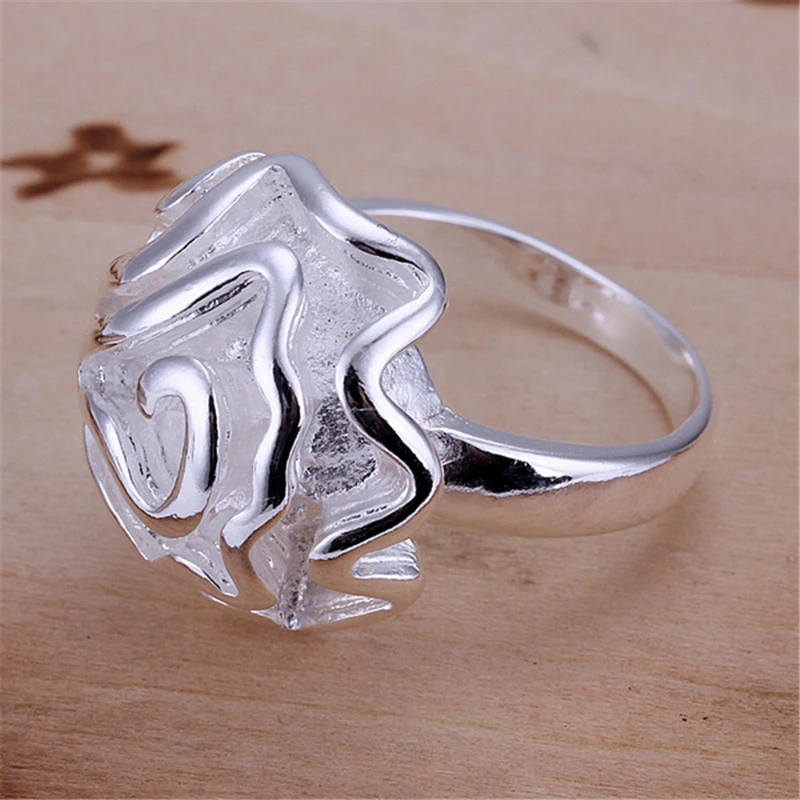 SAIYE 925 Sterling Silver Rose Ring For Women Fashion Wedding Engagement Party Jewelry