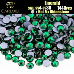 CARLOW Top Quality Emerald Hot Fix Rhinestone Flatback Glitter Crystals Iron On Stones for Garment Clothing DIY hotfix-022