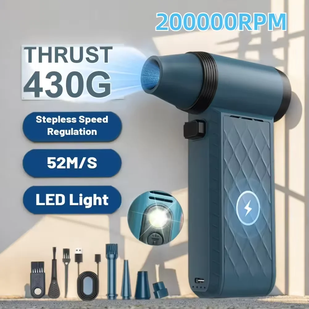 

200000 Мини-турбореактивный вентилятор RPM, 430 г, тяга, высокоскоростной бесщеточный двигатель, электрическая воздушная тряпка, регулируемая скорость ветра, жестокий автомобильный вентилятор
