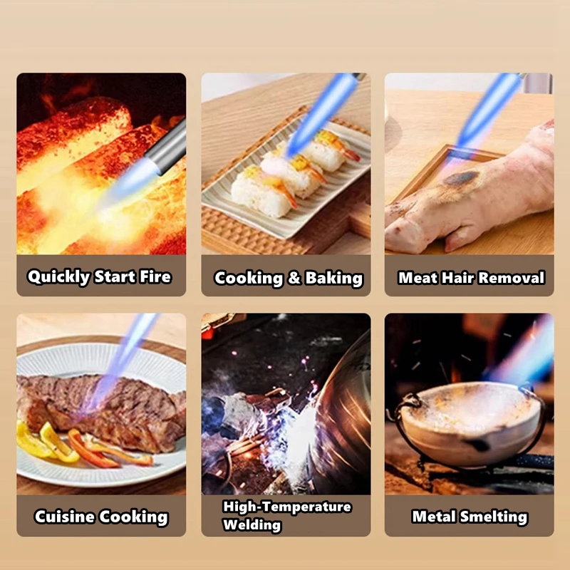 Welding Gas Burner Flame Gun Flame Gas Torch Blowtorch Cooking Outdoor Soldering Butane AutoIgnition Gas-Burner Lighter Heating