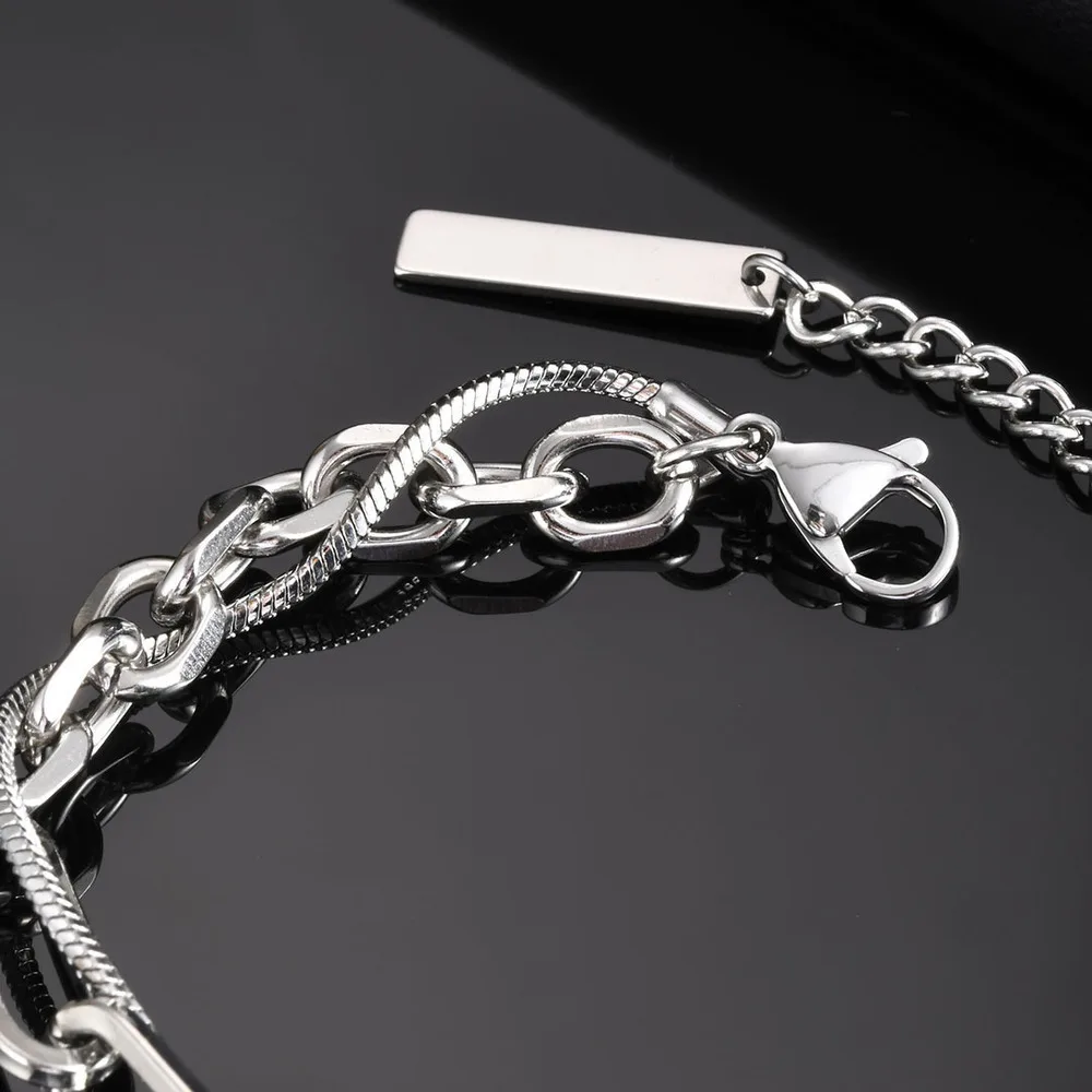 VNOX Men's Snake Chain Bracelet Silver Cross Pendant