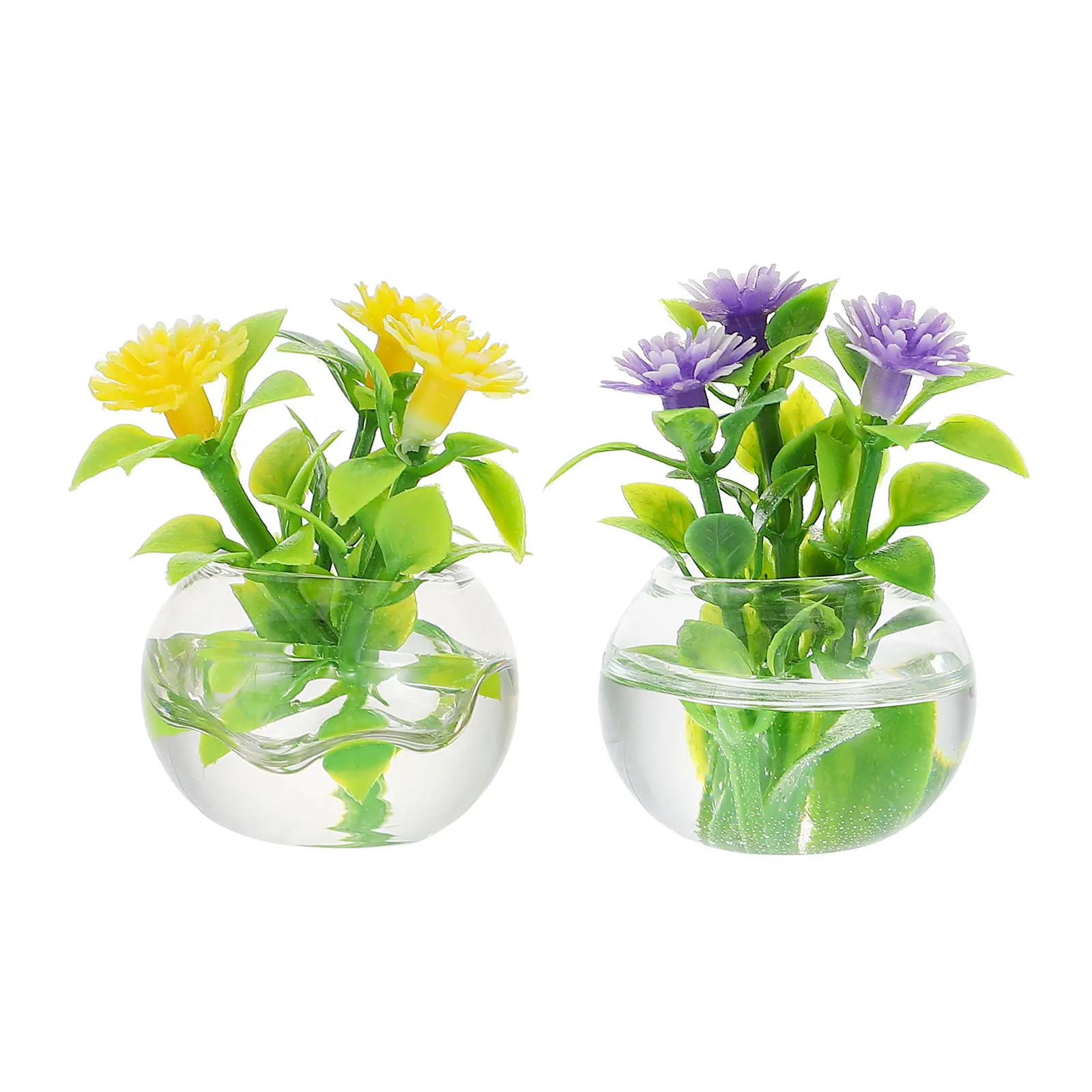 

2Pcs Mini Artificial Bonsai Lifelike Plastic Decorative Potted Plant Dollhouse Micro Scene Accessory Mini Pot Plant
