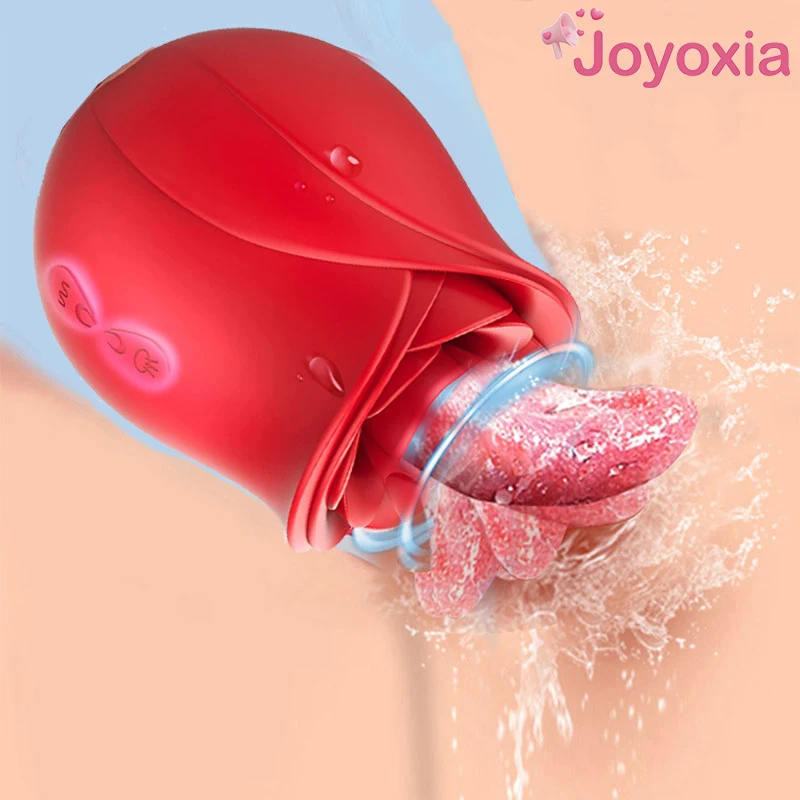 Powerful Rose Toy Vibrators for women Women Clitoris Stimulator with Tongue Licking Oral Nipple Sex Toys Goods for Female Adults