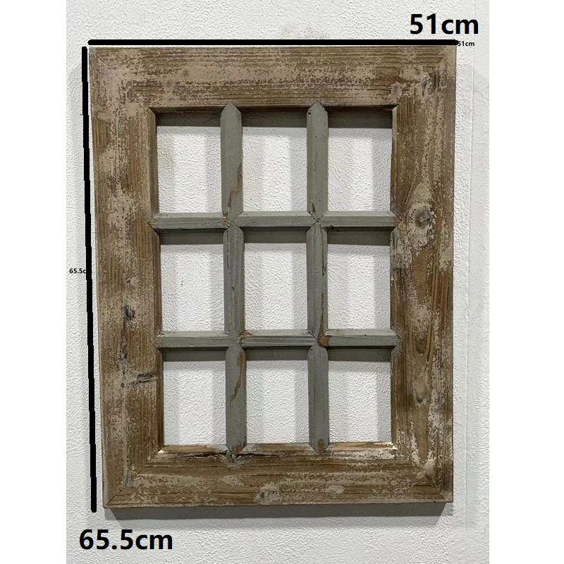 Vintage Old Solid Wood Lattice Window Frame Wall Home Decoration