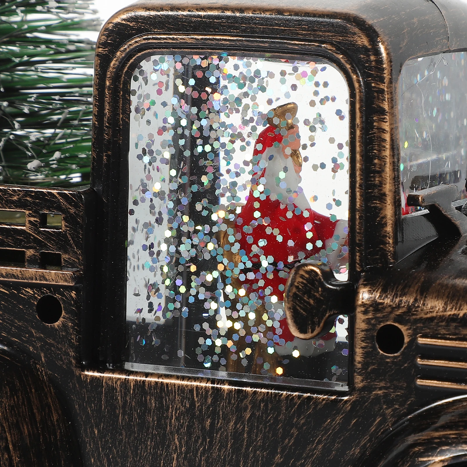 

HONMEET Glowing Christmas Santa Mini Statue Tractor Scene Tabletop Decor Landscape Figurine Xmas Holiday Ornament